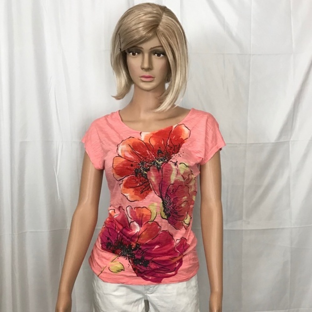 Women’s Apt 9 Long Length Short Sleeve Floral Sz S